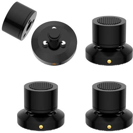 Viborg Lautsprecher Füße 4er Set Verstellbar Resonanzdämpfer Lautsprecher Absorber Füße Selbstklebend HiFi Gerätefüße (42.5mm×50mm, Schwarz)