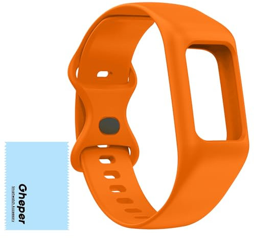 Gheper Soft Watchband Compatible with Fitbit Charge 6, 5, 4, 3/3SE - Silicone Wristband All-round Protective Band Replacement Strap (Orange)