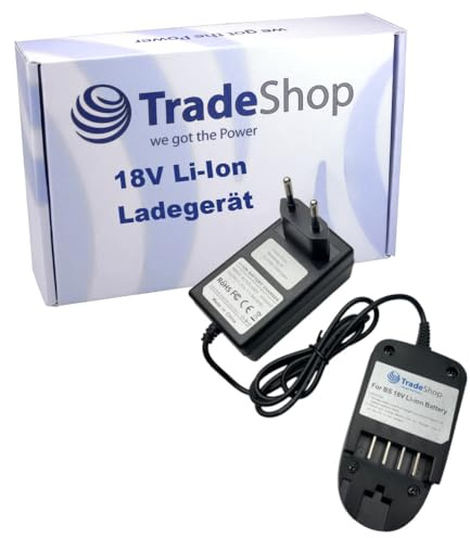 Trade-Shop 18V Li-Ion Akku Ladegerät kompatibel mit Bosch PSB 18 Li-2 Ergonomic, PML 18 Li, PSM 18 Li, ALB 18 Li, Art 23-18 Li, AHS 48 Li, AHS 52 Li