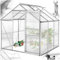 tectake Invernadero de Jardín de Aluminio y Policarbonato, Caseta Jardín Exterior 190x185x195, Vivero Huerto Casero 5,85m³, Invernadero Terraza para Cultivo de Plantas