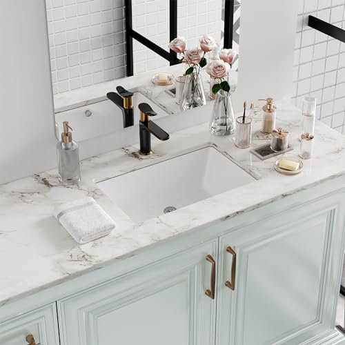 Unterbau Waschbecken Rechteckig Hugsleek Innenschale Größe 48,3 x 30,5 cm Weiß Porzellan Keramik Gefäß Spüle Unter Theke Außengröße 52,1 x 33 cm Rechteckiges Bad Waschbecken Waschbecken Toilette