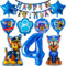 Dog Patrol Geburtstag Deko 4 Jahre, Luftballon Party Deko, Hund Patrol Folienballon Blau, 4 Jahre Geburtstag Junge Party Deko Set, Happy Birthday Banner für Dekoration Kindergeburtstag Party