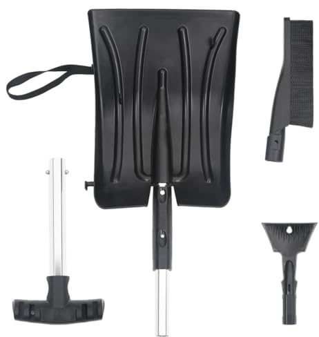 Schneeschaufel-Set, 3-in-1, Aluminium, Schwarz