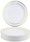 MATANA 100 Premium Weiße Plastik Dessertteller, Kleine Partyteller mit Goldrand, 19cm - Elegant, Stabil & Mehrweg - Hochzeiten, Geburtstage, Taufen, Weihnachten, Grillpartys, Partys
