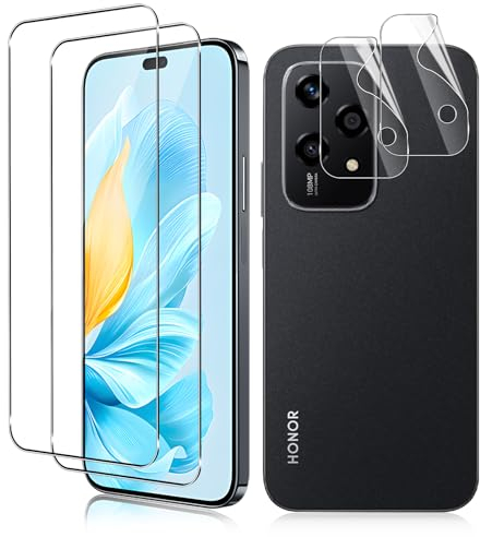 Vanrain Verre Trempé pour Honor 200 Lite 5G, 2+2 Pièces Protection D'écran Film et Caméra Arrière Protecteur, 9H Dureté Film Haute Définition Sans Bulles