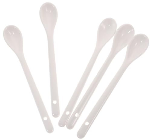 AUTSUPPL 5stücke Teiliges Keramik-löffelset Mit Langem Griff Suppenlöffel Und Kaffeelöffel Für Küche Und Haushalt Für Suppe Brei Und Reis Weißes Design