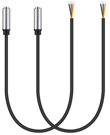 Confezione da 2 pezzi di ricambio da 3,5 mm femmina a cavo aperto TRRS a 4 poli stereo da 1/8 3,5 mm jack spina audio cavo per cuffie cuffie cuffie microfono cavo di riparazione