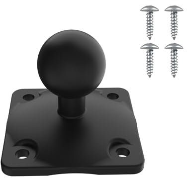 2008 1 Ball Mount Base with 4-Hole AMPS Square Plate Compatible with RAM Mounts B Size 1 Inch Ball Double Socket Arm