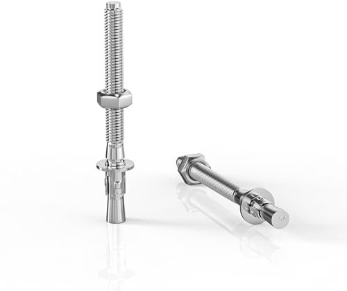 ORTAVA 10 tasselli per carichi pesanti M8 x 90 mm, ancoraggi per bulloni M8, in acciaio inox A2 V2A, con rondelle e dadi, per macchine, ringhiere