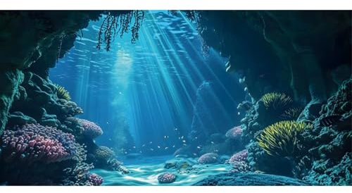 MIRRORANG 120x50cm Unterwasserwelt Aquarium Hintergrund Blau Meer Korallenriff Hintergrund Unterwasser Thema Fisch Tank Poster