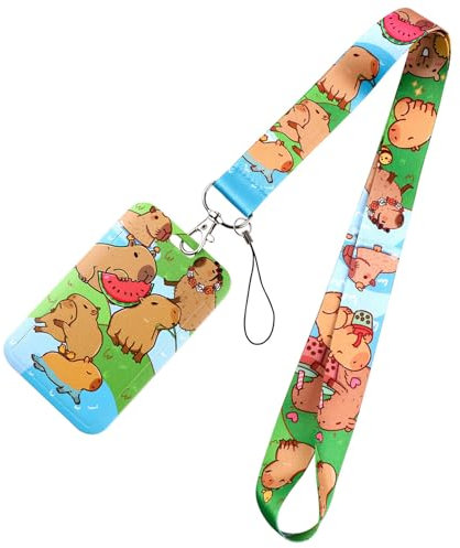 MOZALL Capybaras Cordons avec porte-clés en forme d'animal de dessin animé, beau tour de cou, porte-badge, porte-carte pour étudiantes et filles