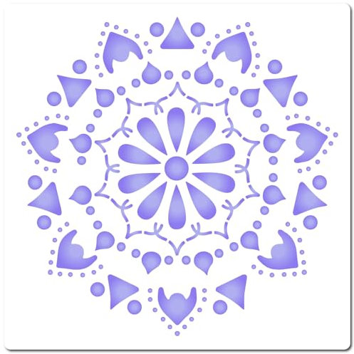 GORGECRAFT 30x30cm Große Mandala Schablone Mit Blumenmuster Wiederverwendbar Ausgehöhlte PET Vorlage Zeichenschablonen Kunsthandwerk Zum Malen Auf Holz Wänden Türen Leinwand Heimdekoration Kartenherst