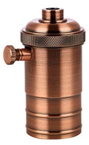 Douille E27 avec variateur vintage en cuivre, design rétro, idéal pour l'éclairage décoratif dans les maisons et les établissements.