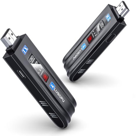 2025 Transmisor y Receptor HDMI Inalámbrico 5G con Pantalla LED Inteligente - Extensor 1080P 60 Hz, Rango de 165 Pies /50 M, Compatible con PC Portátil, Videocámara, TV Box, TV, Monitor y Proyector