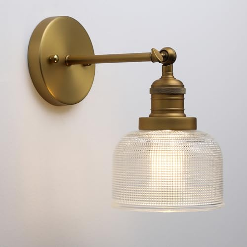 Pathson Câble Applique Murale Intérieure Vintage Lampe Murale Salle de Bain | Abat-jour en Verre Texturé Bol Applique, E27 Luminaire pour Salon Chambre Cuisine Couloir Maison, Pas d'ampoule, Max 40W