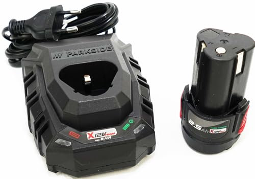 Parkside 12 V 2,5 Ah Batteria PAPK 12 2,5 A1 + caricatore 12 V 2,4 A PLGK 12 A3 in set/pacchetto – agli ioni di litio