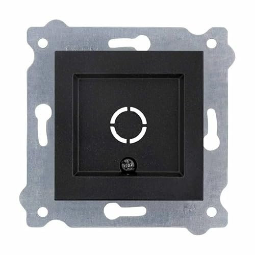 EXEN - Sortie de Câble Murale Encastrée avec Sortie Centrale Noir Métallique - Plaque de Sortie pour Raccordement de Câbles Électriques ou Réseau - Compatible avec KARELL/ODAK/COMFORT - 265/14E