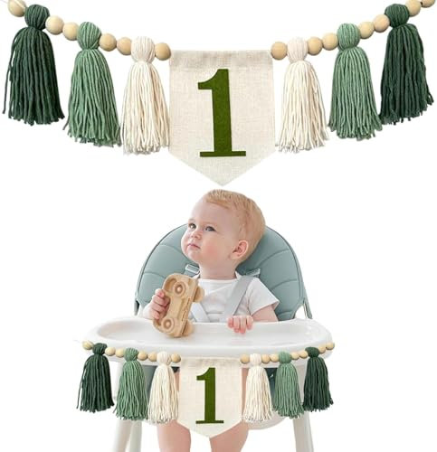 APOMOONS Hochstuhl Banner Deko 1. Geburtstag Junge Mädchen, Boho Geburtstagsdeko 1 Jahr, Geburtstag Banner für Hochstuhl Baby Kinderzimmer
