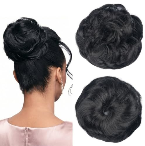 BwelsZJ Großes Messy Bun Haarteil Lockiger Dutt Extension Haargummi | 55g Kunsthaar sorgt für Volumen bei feinem Haar. Einfache Hochsteckfrisuren & Haarteile für Frauen, Alltag und Partys