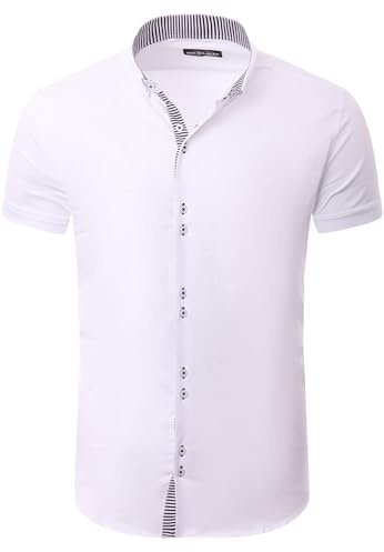 Reslad Hemd Herren Kurzarm Slim Fit | Kurzarmhemden Sommer | Stretch Hemden mit optimalen Komfort | Elegantes Business Männer Hemd RS-7035