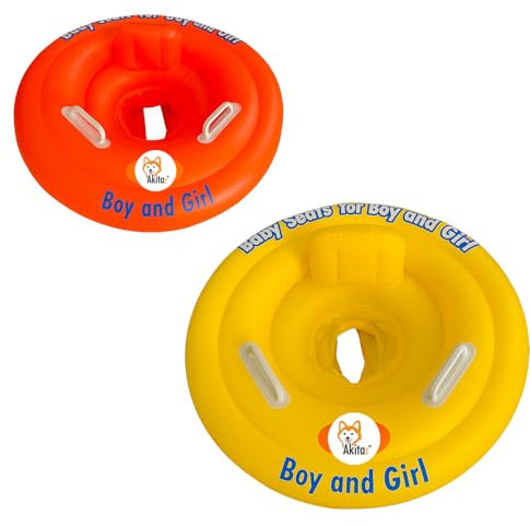 Akitaink Salvagente bambini Mutandina Rotondo | Con Maniglie, Baby Float, Vinile Giallo o Rosso, Pool School, Per Bambini, Uso con Sorveglianza