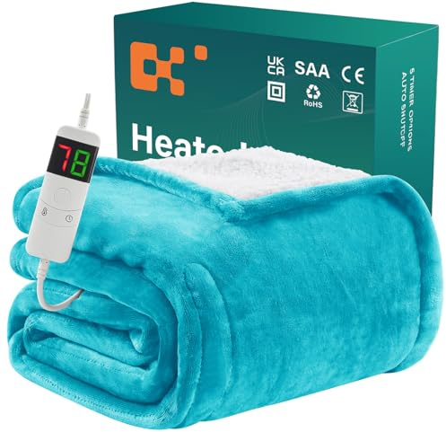 BOMOVA Heizdecke wärmedecke mit Abschaltautomatik(130x180cm,See Blau) | Heizdecke mit 10 Heizstufen & 5-Stunden-Timer zum Personalisierte Geschenke fur
Frauen-Weihnachtsdeko für Sofa & Bett