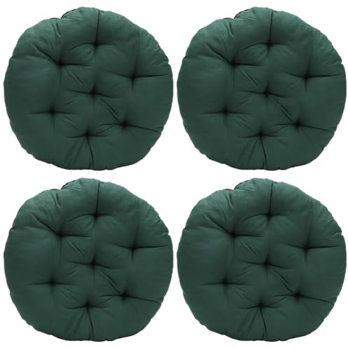 Tutamaz 4er Set Stuhlkissen Rund, Bequemes Sitzkissen 40x40x3cm, Bodenkissen Rund, Stuhlauflage für Indoor und Outdoor für Esszimmer, Wohnzimmer, Studierzimmer (Waldgrün)