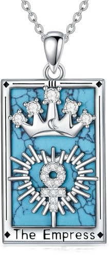 HARMONY BOLA Tarot Karten Halskette 925 Sterlingsilber Türkis Kaiser Kronen Anhänger Tarotkarten Schmuck für Damen Herren Geburtstagsgeschenke