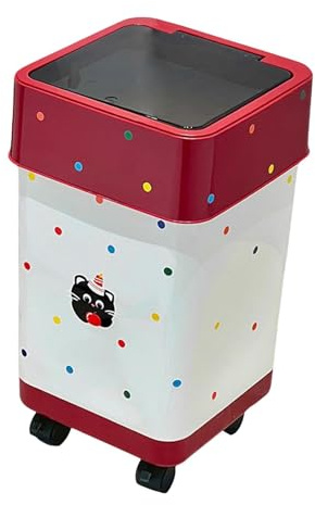 LOVIVER Poubelle de cuisine à roulettes, corbeille à papier élégante avec couvercle à pression et motif dessin animé, légère, idéale pour la chambre ou le, L