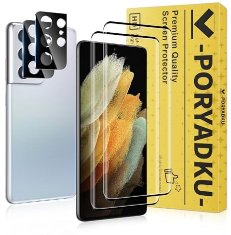 2+2 Stück Für Samsung Galaxy S21 Ultra 5G Panzer Schutz Glas Folie Schutzfolie Glas+ Kamera Schutzfolie, Fingerabdruck-ID Unterstützen, 9H Härte, HD Clear Displayschutz Schutzfolie Glas