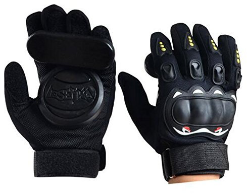 Acoser Longboard Downhill Slide Handschuhe Skate Handschuhe mit Slide Pucks (schwarz)