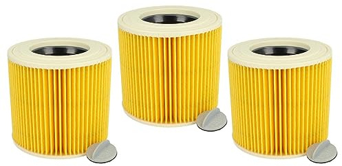 vhbw 3x Faltenfilter kompatibel mit TackLife PVC05B | PVC01B Staubsauger - Patronenfilter Gelb