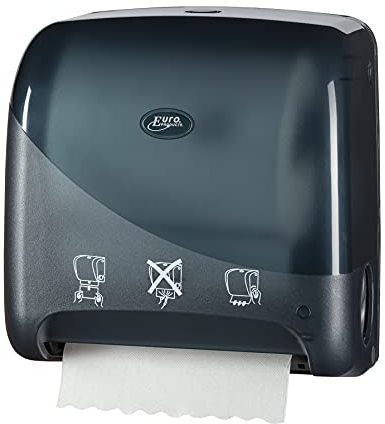 MTS 431159 Pearl Black Autocut Mini Matic Handtuchspender, XL, Blatt-für-Blatt-Dosierung, Geräuscharmer Mechanismus, Hygienisch, Leicht Nachfüllbar