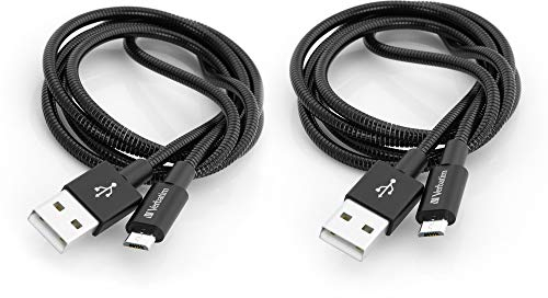 Verbatim Lightning USB Ladekabel, 2er Pack schwarz,2x 100 cm, robustes Ladekabel mit Knickschutz für iPhone Modelle, Lightning Kabel, USB Ladegerät, Handyladekabel