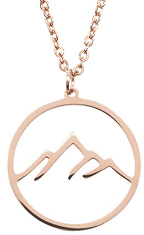 Happiness Boutique Damen Berg Kette in Rosegold | Filigrane Kette Mountain Gebirge Anhänger Edelstahlschmuck