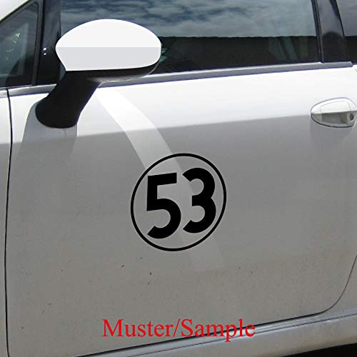 Aufkleber Tattoo 20cm schwarz Auto Tür Fenster Heck Klebe Folie Herbie Nr Startnummer 53