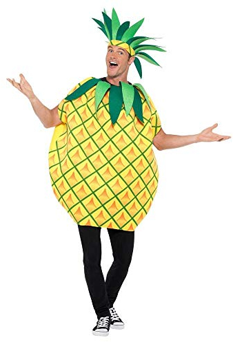 shoperama Lustiges Unisex Ananas Kostüm mit Blätterkrone JGA Herren Damen Frucht Obst Junggesellenabschied