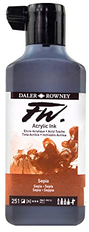 Daler-Rowney FW Acrylic Artists Ink, 180ml/6oz Plastic Bottle, Sepia (D160181251)