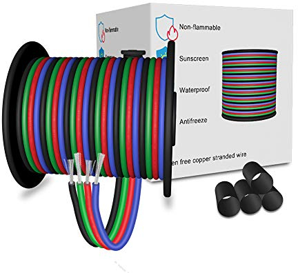LEADTOPS 22AWG 4x0,32mm² 4pin 10 M LED Eléctrico RGB Cable 22 Calibre Cable de Extensión de Conductor Cable de Línea para RGB LED Tira 5050 3528