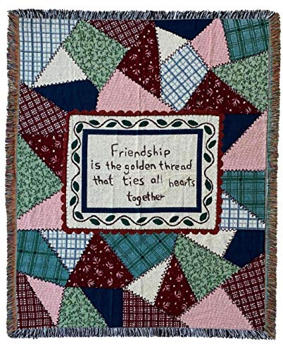 EZ.enjoy Patchwork Friendship Woven Tapestry Throw Blanket 50x60