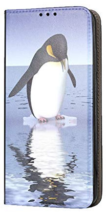 KX-Mobile Hülle für Samsung A40 Handyhülle Motiv 1138 Pinguin Blau Schwarz Animiert Premium Smart aus Kunstleder einseitig bedruckt HandyCover Handyhülle für Samsung Galaxy A40 Hülle