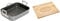 MasterClass Teflon Non Stick Roasting Tin with Rack, Carbon Steel, Grey, 36 x 27 x 7.5 cm + Reversible Wooden Meat Carving Board with Spikes and Chopping Board, 46 x 36 cm