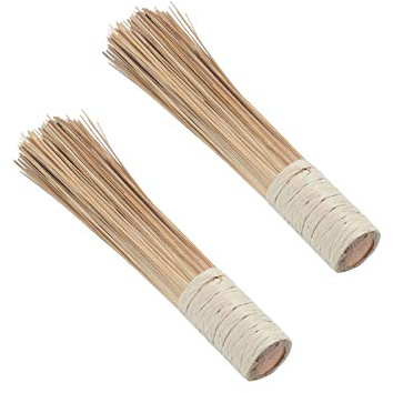 Brosse De Nettoyage Wok Balai en Bambou Bamboo Wok Clean Brosse À Main De La Poignée - Produit Naturel/Wok Balai/Wokbesen/Wokbürste (X2),Beige