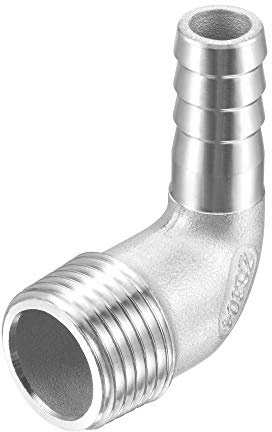 sourcing map Raccord coude cannelé en acier inoxydable 304, 12 mm cannelé x G1/2 mâle pour eau, carburant, air