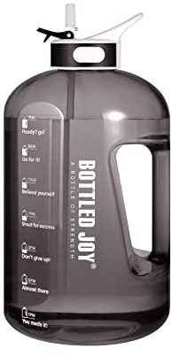 Glaxcidy Bottiglia d'Acqua con Cannuccia 1 Gallon BOTTLED JOY Borraccia Sportiva Fitness con Indicatore del Tempo per Misurare L'assunzione Giornaliera di Acqua, Senza BPA per Yoga e Lavoro