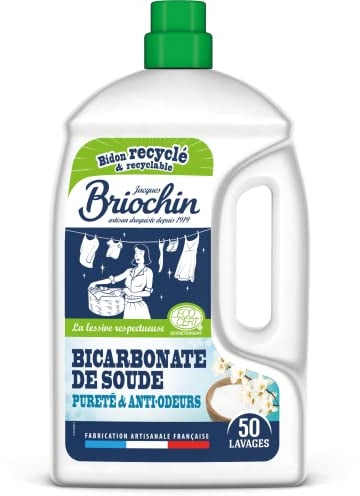 Jacques Briochin Lessive au Bicarbonate de Soude Concentrée 50 Lavages - 2,27L - Action Anti Odeur & Blanchissante - Fabriquée en France, ECOCERT