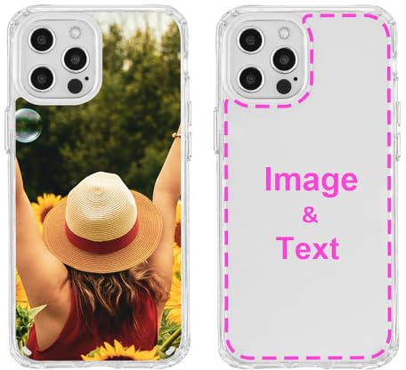 MXCUSTOM Personalised Phone Case for Apple iPhone 12 Pro Max | Customised with Photo Image Text Picture Design Shockproof Make Your Own Phone [Soft Cushion Bumper+Hard PC Back] (P1)