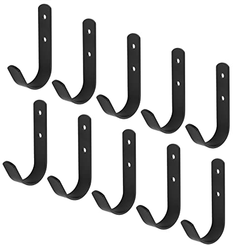 TSSS 10 PCS Steel J Garage Hooks for Storage,108 x 62mm,Black Coated Utility Hook for Hanging,Load 20kg