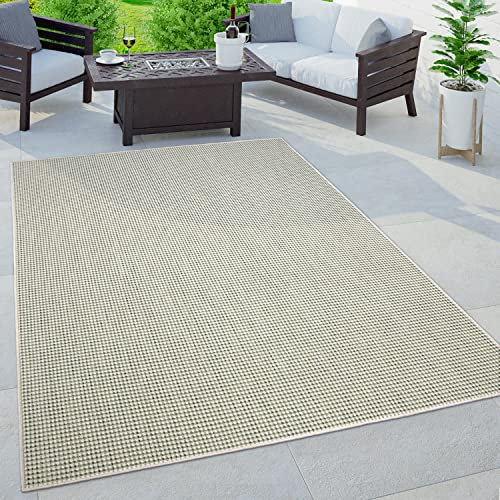 Paco Home In- & Outdoor Teppich - Modern, Einfarbig Meliert, Wetterfest, Pflegeleicht, Robust & Strapazierfähig für Balkon, Garten, Terrasse & Küche, Grösse:200x280 cm, Farbe:Grün