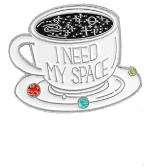 Tasse à café Blanche Épingles en émail J'Ai Besoin de Mon Espace Univers Planète Épinglettes Broches Insigne en métal Bijoux Deft